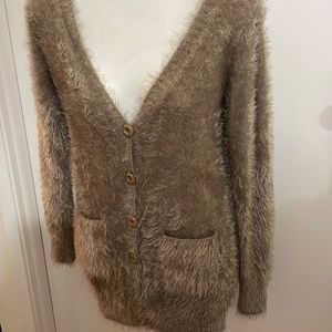 36Point5 Furry Brown Cardigan, Size M